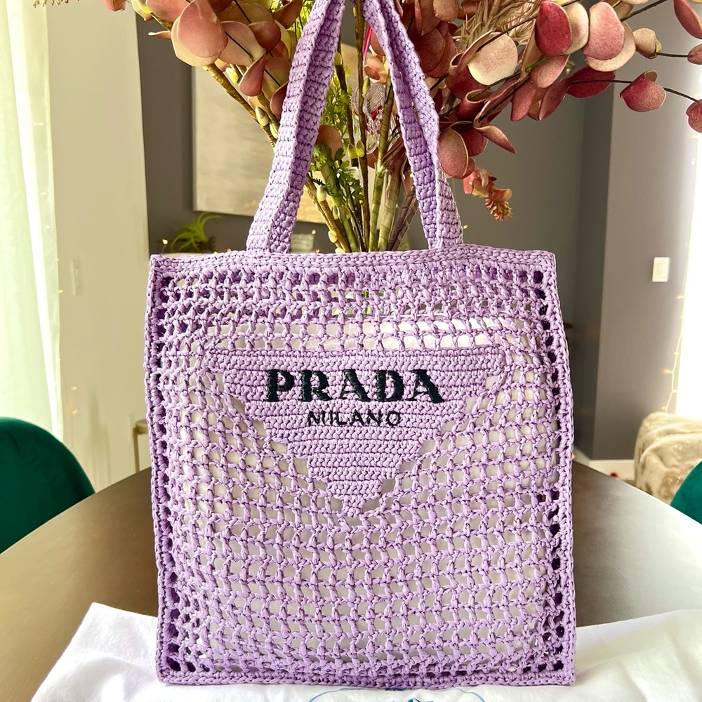 ❌❌SOLD New Prada Raffia Crochet Tote - Picture 1 of 9